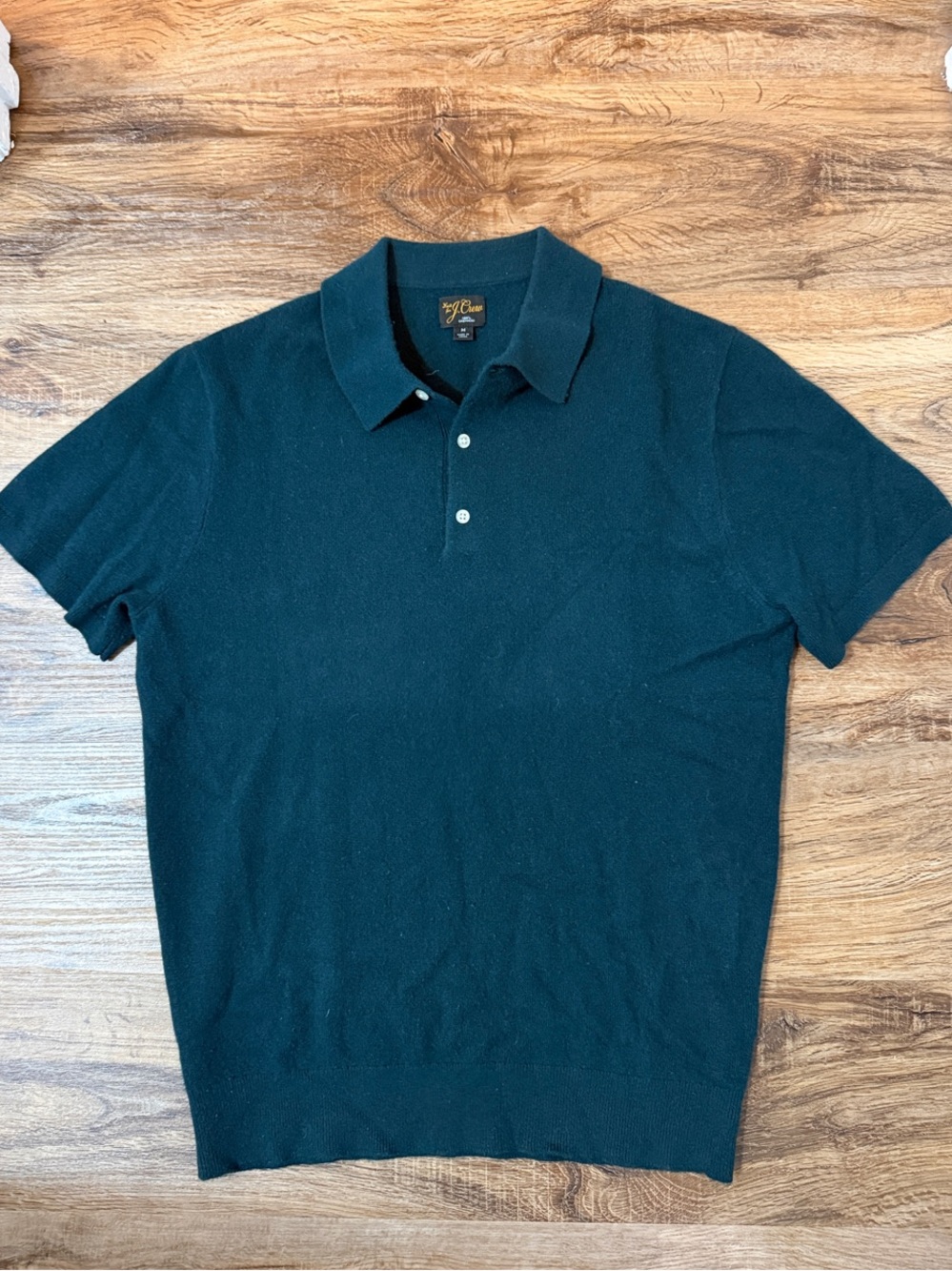 J. Crew Men’s 100% Cashmere 3 Button Short Sleeve Polo sweater in Green size M